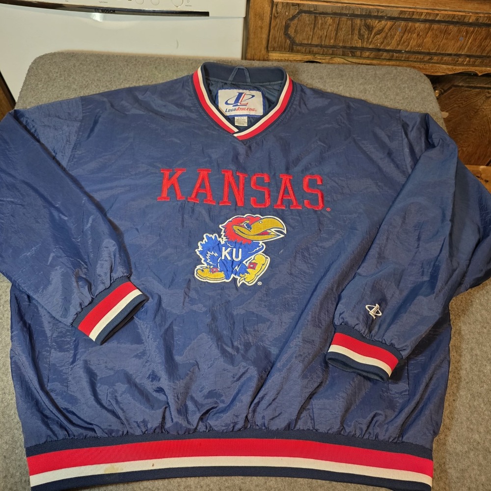 vintage Logo Athletic Kansas Jayhawks windbreaker jacket Xl F2